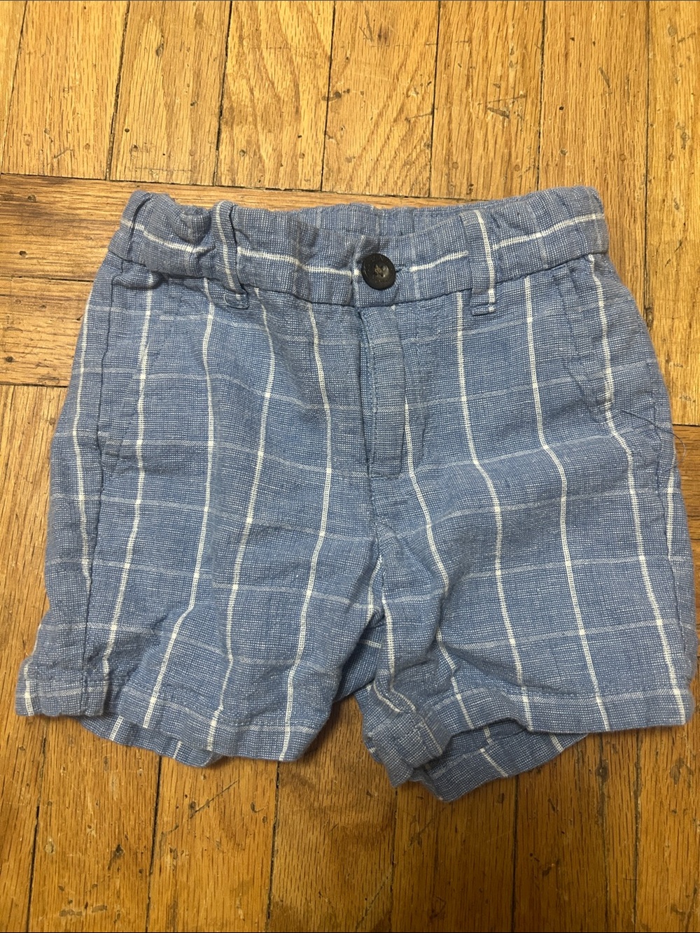 Janie and Jack Blue and White Windowpane Shorts